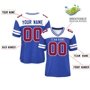 Custom Royal White Personalized Color Block Authentic Football Jersey