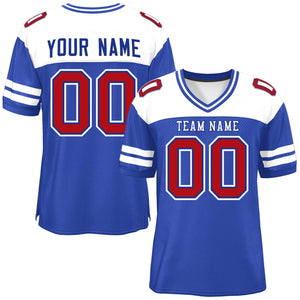 Custom Royal White Personalized Color Block Authentic Football Jersey