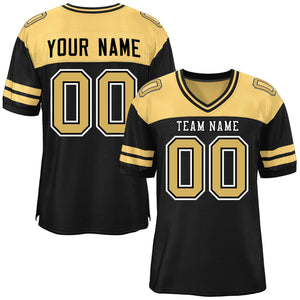 Custom Black Khaki Personalized Color Block Authentic Football Jersey