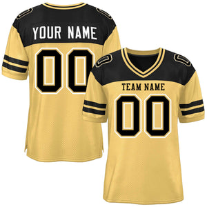 Custom Khaki Black Personalized Color Block Authentic Football Jersey