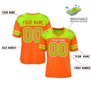 Custom Orange Neon Green Personalized Color Block Authentic Football Jersey