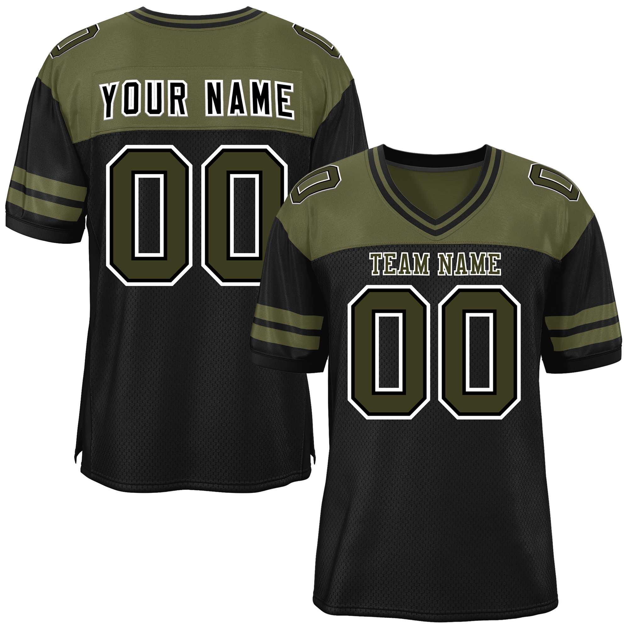 Custom Black Olive Personalized Color Block Authentic Football Jersey