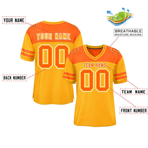 Custom Yellow Orange Personalized Color Block Authentic Football Jersey