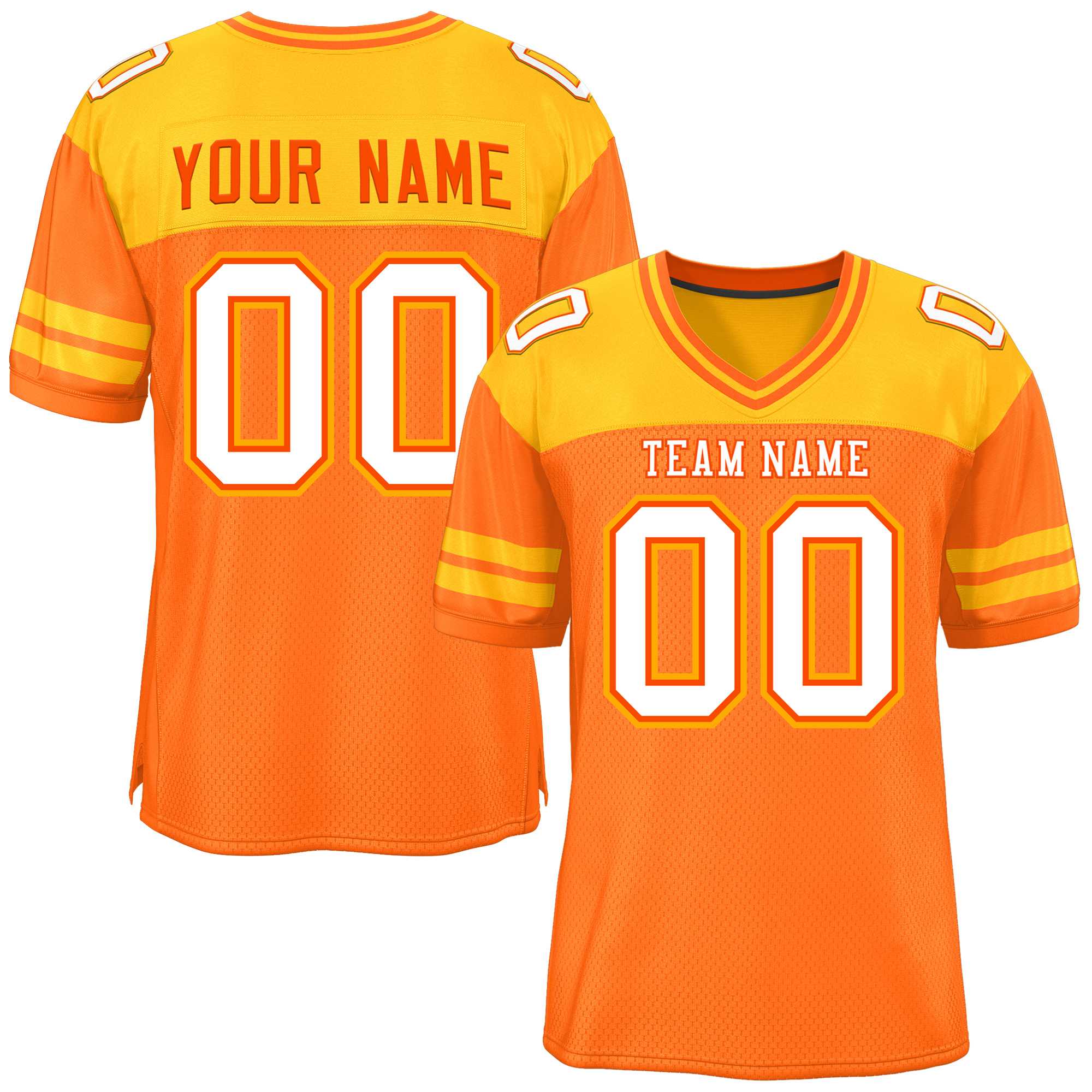 Custom Orange Yellow Personalized Color Block Authentic Football Jersey