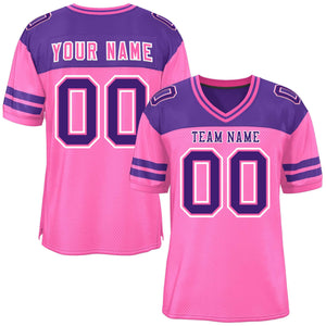 Custom Pink Purple Personalized Color Block Authentic Football Jersey