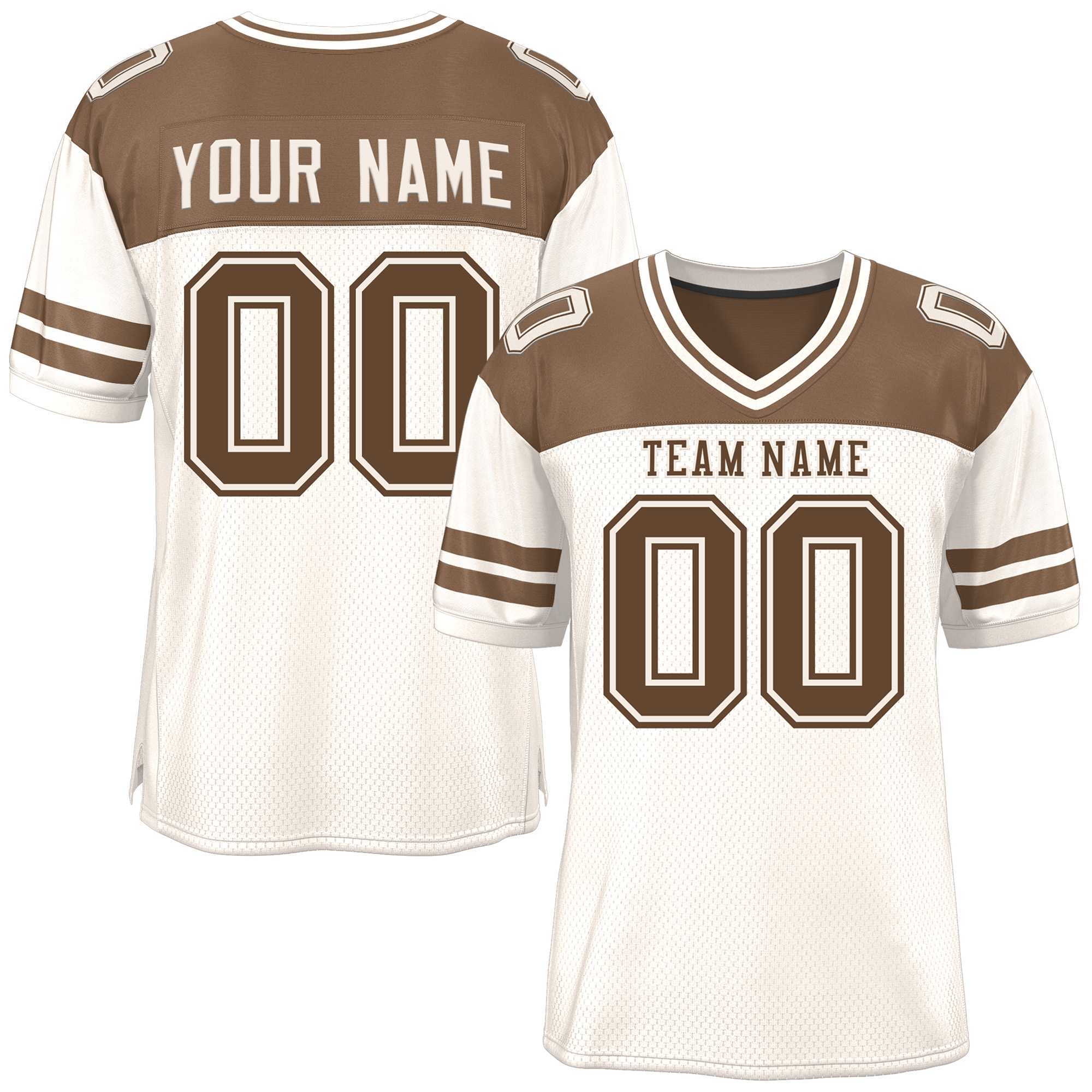 Custom Cream Light Brown Personalized Color Block Authentic Football Jersey