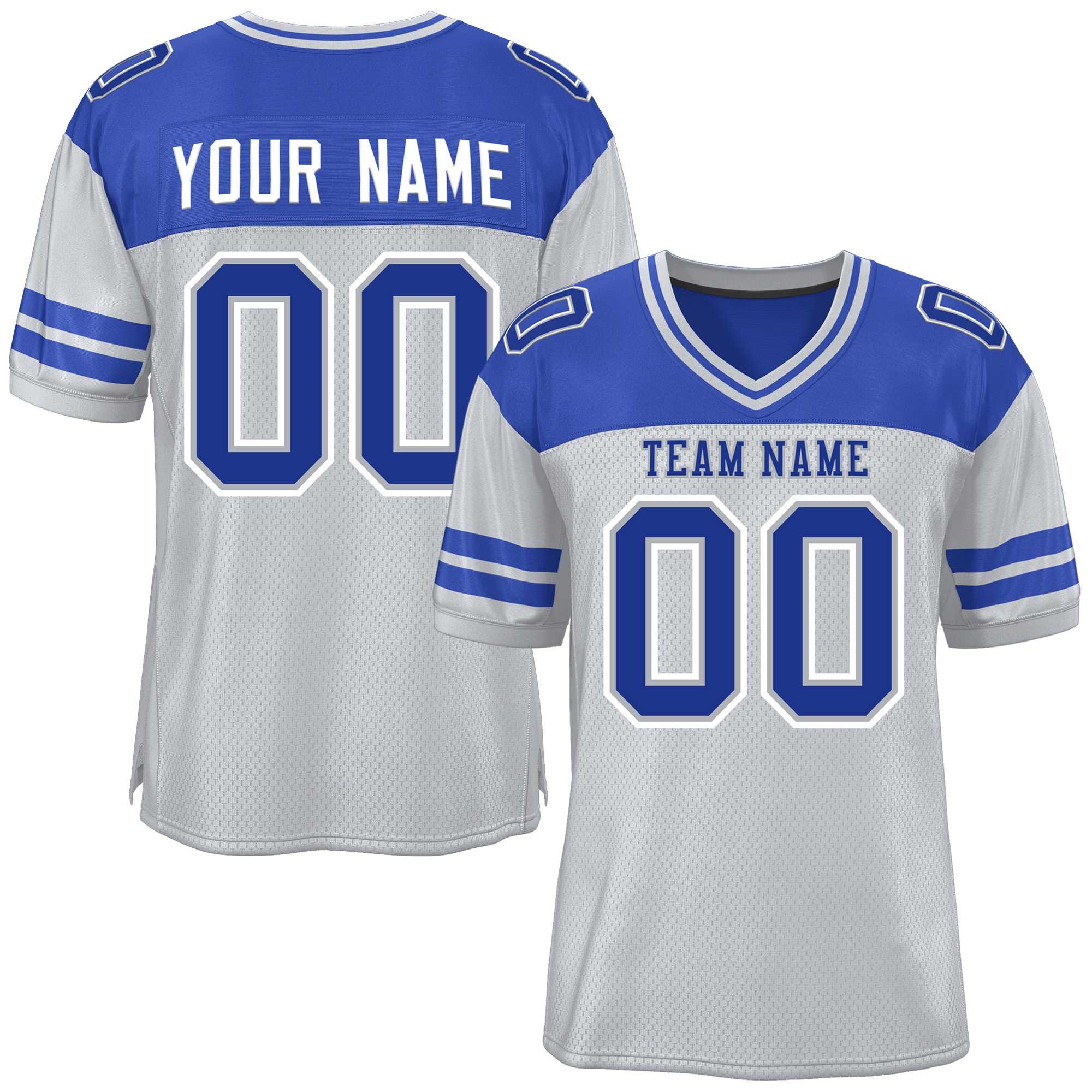 Custom Gray Royal Personalized Color Block Authentic Football Jersey