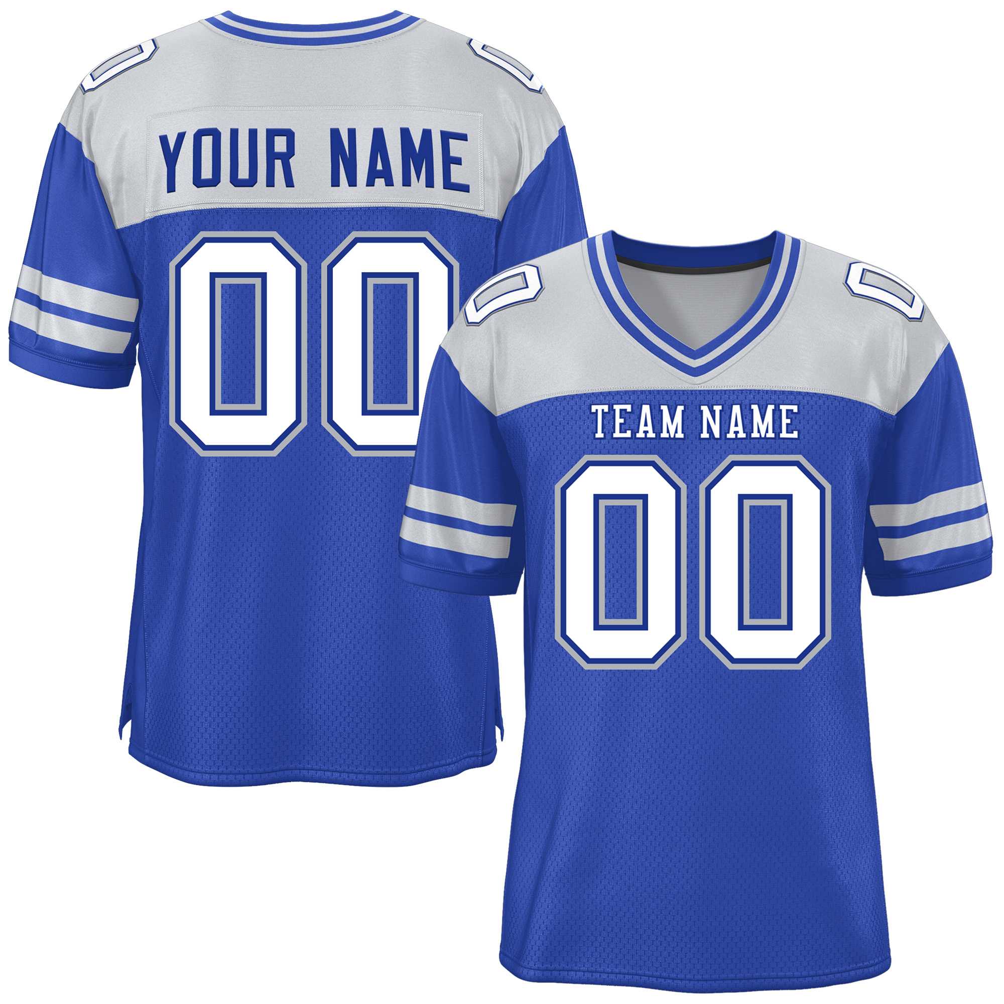 Custom Royal Gray Personalized Color Block Authentic Football Jersey