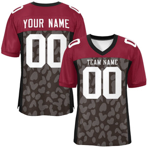 Custom Brown Crimson Raglan Sleeves Personalized Camo Authentic Football Jersey