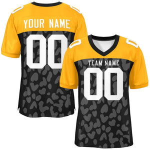 Custom Black Yellow Raglan Sleeves Personalized Camo Authentic Football Jersey