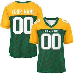 Custom Green Yellow Raglan Sleeves Personalized Camo Authentic Football Jersey