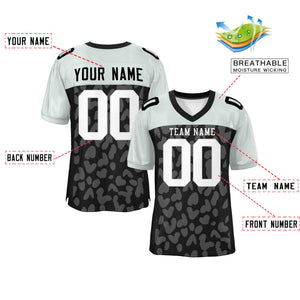 Custom Black Silver Raglan Sleeves Personalized Camo Authentic Football Jersey