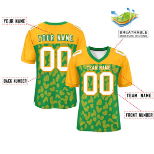 Custom Kelly Green Yellow Raglan Sleeves Personalized Camo Authentic Football Jersey