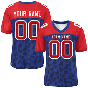 Custom Royal Red Raglan Sleeves Personalized Camo Authentic Football Jersey