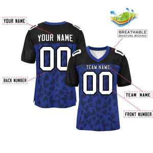 Custom Royal Black Raglan Sleeves Personalized Camo Authentic Football Jersey