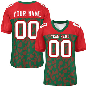 Custom Green Red Raglan Sleeves Personalized Camo Authentic Football Jersey