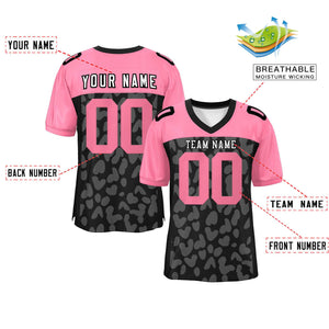 Custom Black Pink Raglan Sleeves Personalized Camo Authentic Football Jersey