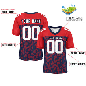 Custom Navy Red Raglan Sleeves Personalized Camo Authentic Football Jersey