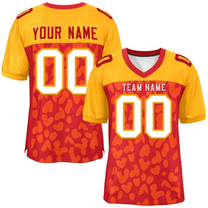 Custom Red Yellow Raglan Sleeves Personalized Camo Authentic Football Jersey