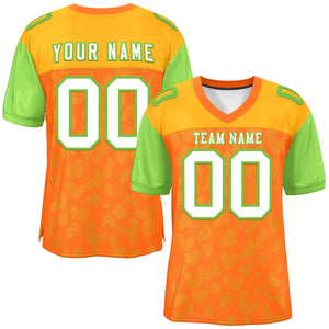 Custom Orange Yellow-Neon Green Raglan Sleeves Personalized Camo Authentic Football Jersey