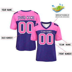 Custom Purple Rose Red Raglan Sleeves Personalized Camo Authentic Football Jersey