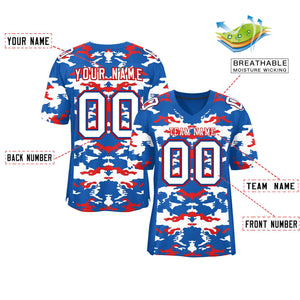 Custom Royal White-Red Personalized Camo Authentic Football Jersey