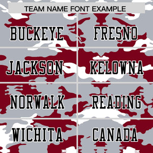 Custom Crimson Gray-White Personalized Camo Authentic Football Jersey