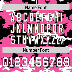 Custom Pink Black-White Personalized Camo Authentic Football Jersey