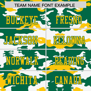 Custom Kelly Green Gold-White Personalized Camo Authentic Football Jersey