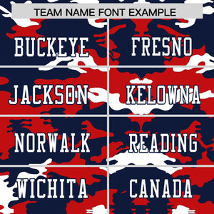 Custom Navy Red-White Personalized Camo Authentic Football Jersey