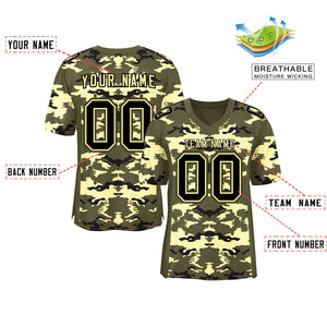 Custom Olive Cream-Black Personalized Camo Authentic Football Jersey