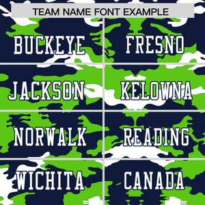 Custom Navy Neon Green-White Personalized Camo Authentic Football Jersey