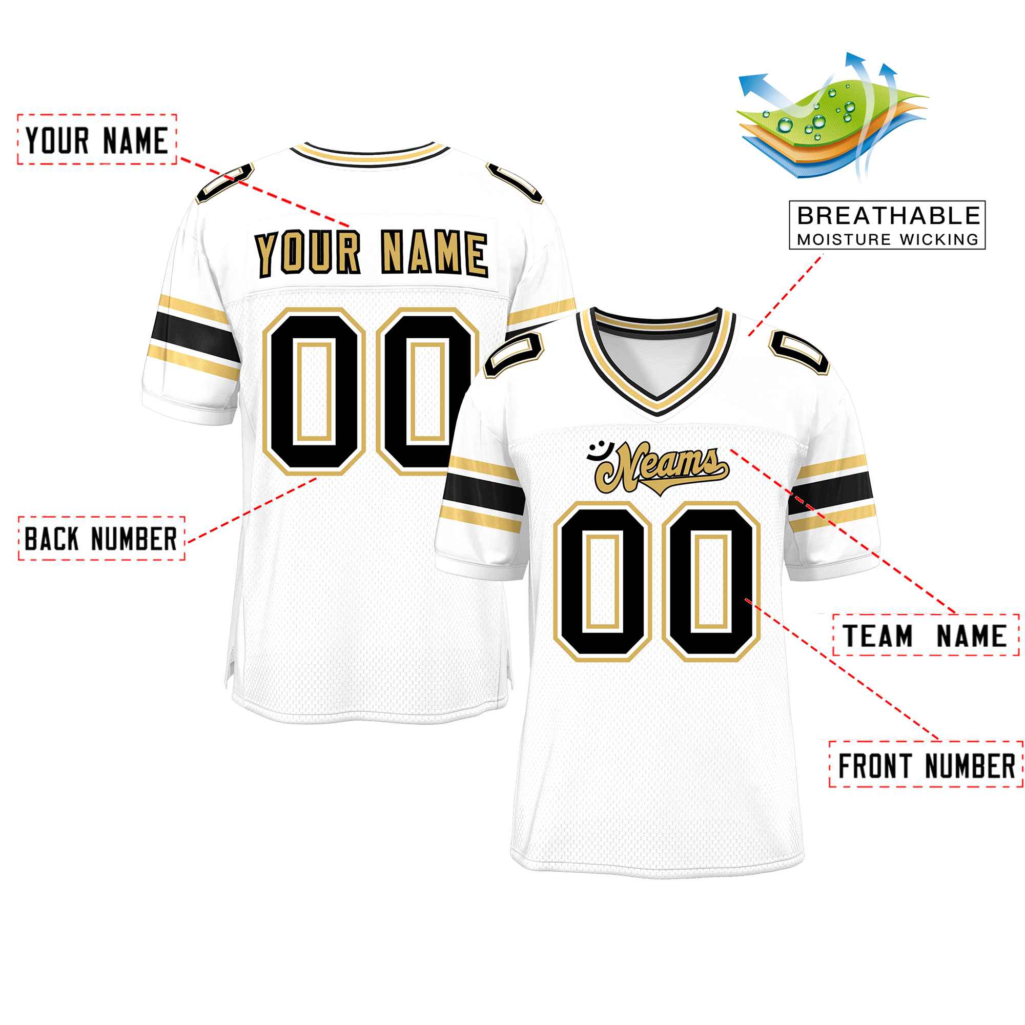 Custom White Personalized Classic Authentic Football Jersey