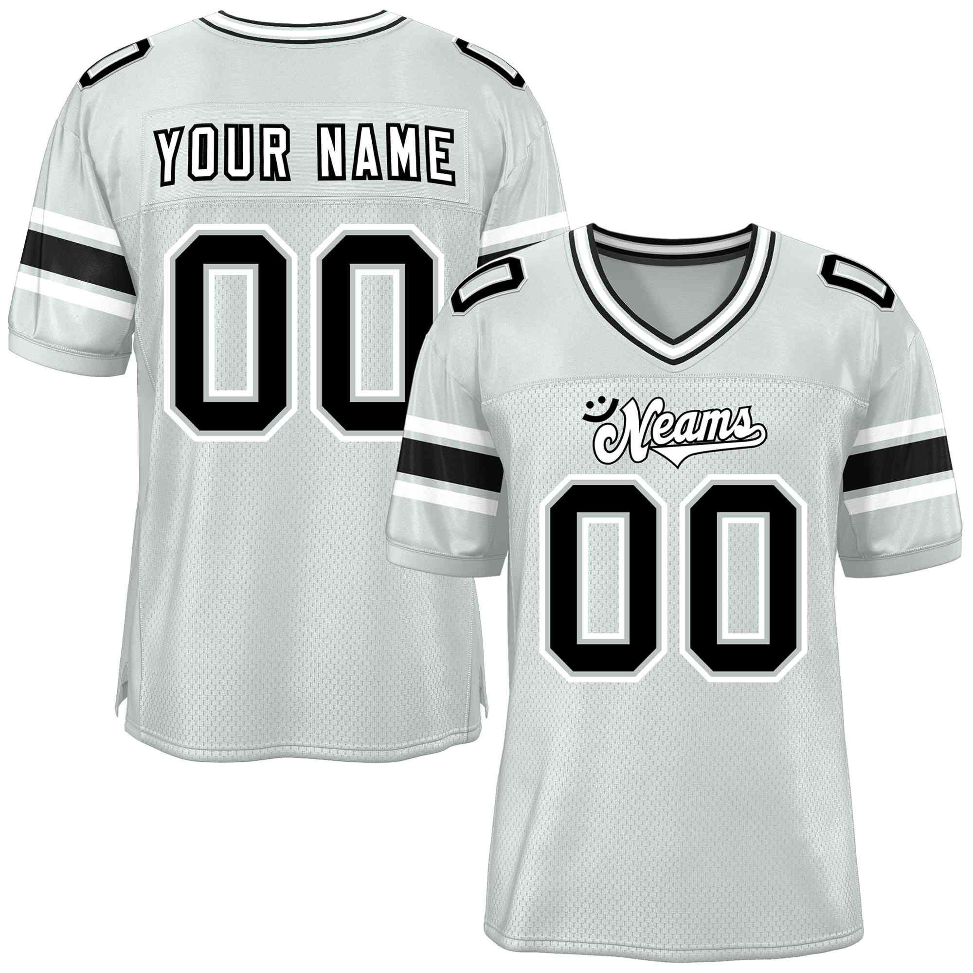 Custom Silver Personalized Classic Authentic Football Jersey