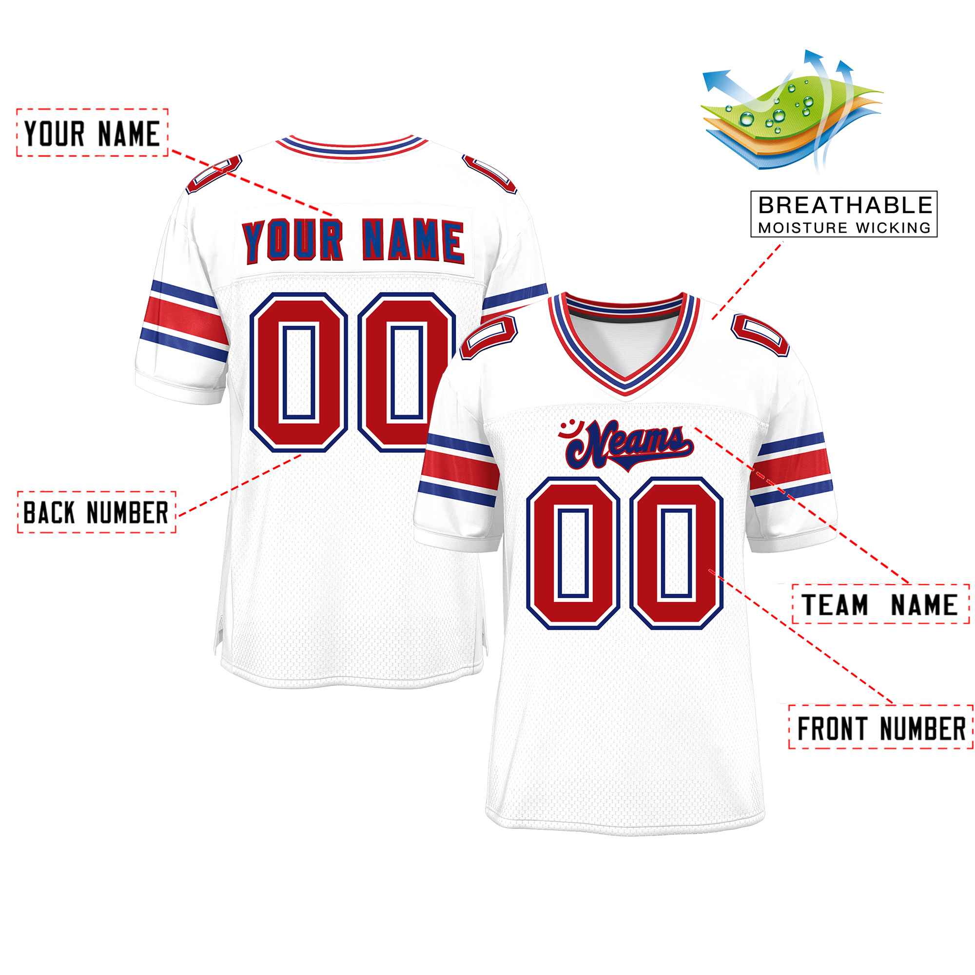 Custom White Personalized Classic Authentic Football Jersey