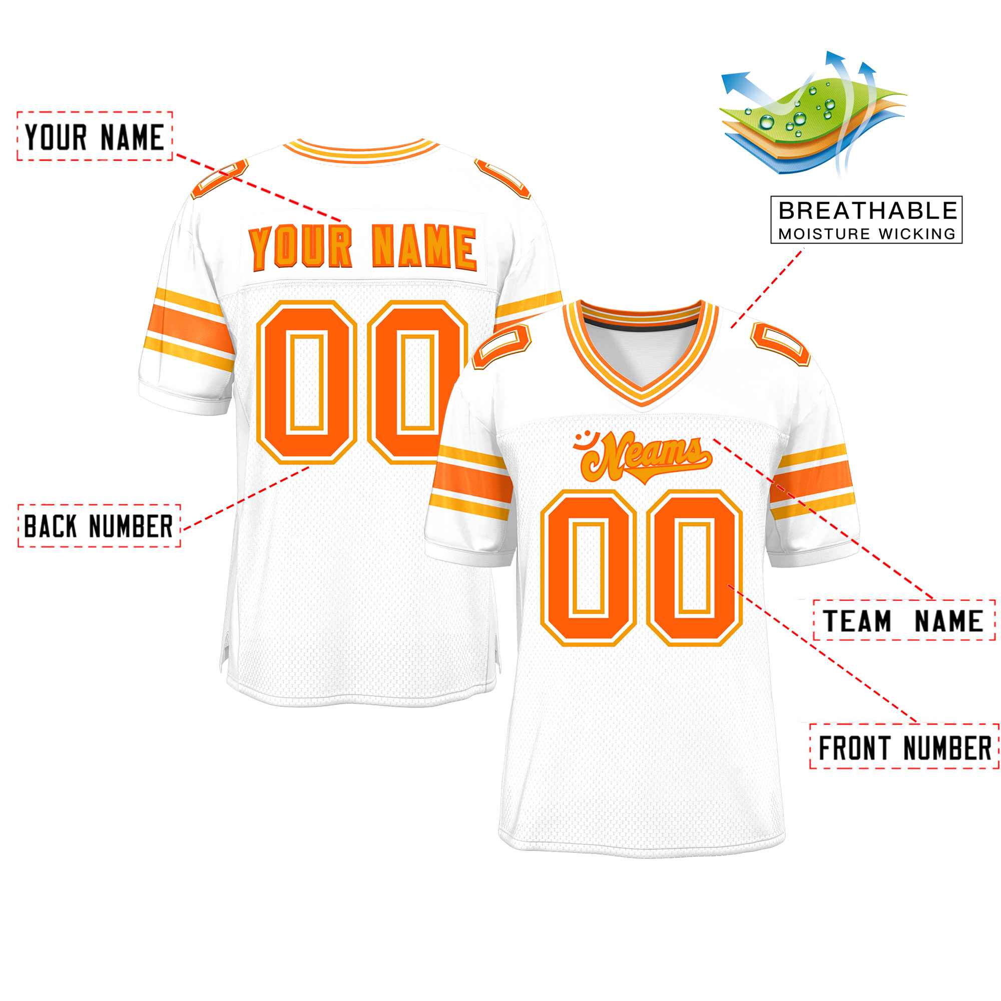 Custom White Personalized Classic Authentic Football Jersey