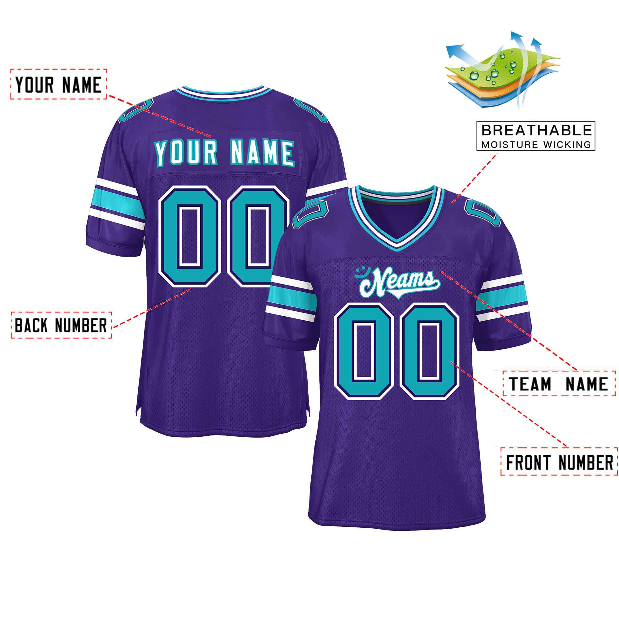 Custom Purple Personalized Classic Authentic Football Jersey