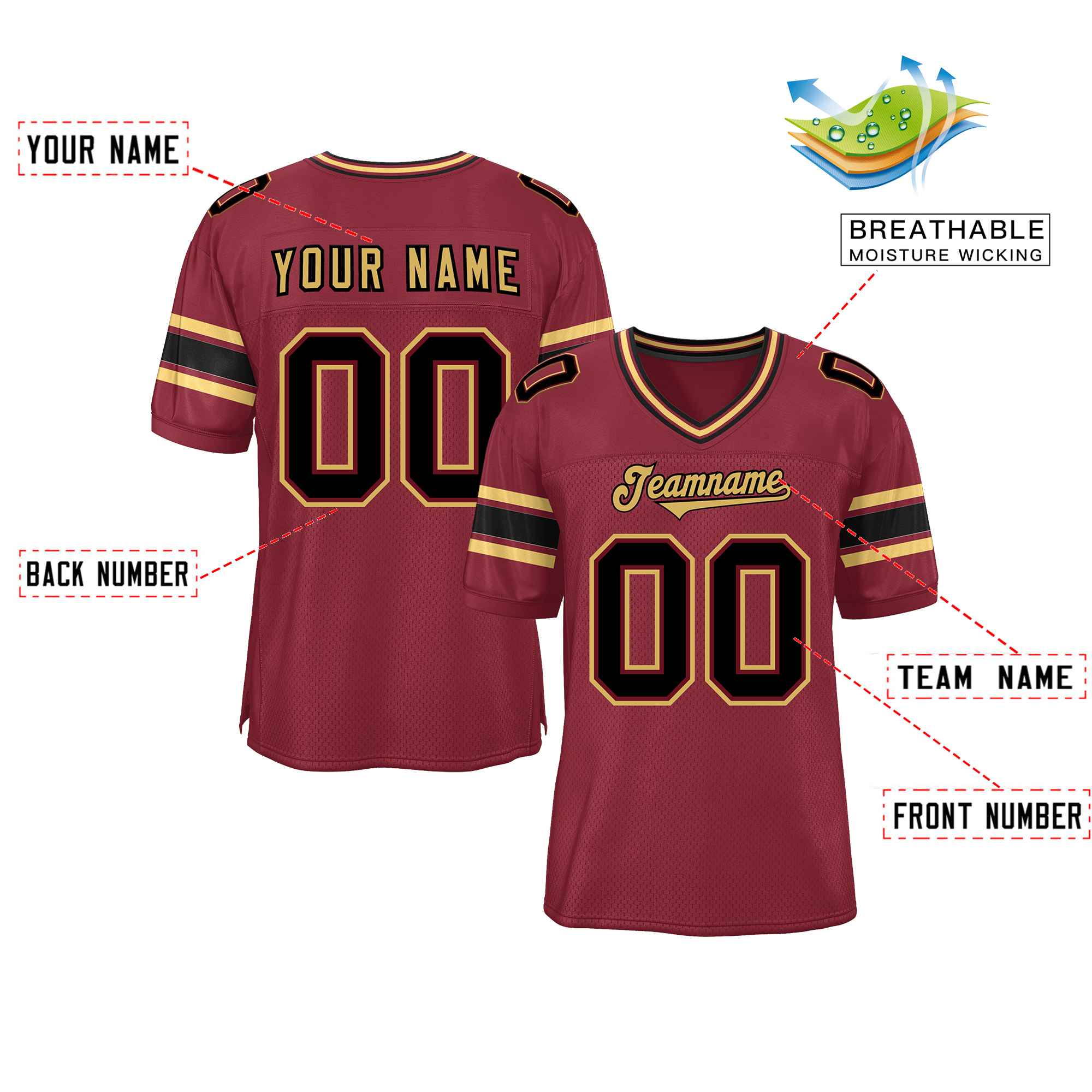 Custom Crimson Personalized Classic Authentic Football Jersey