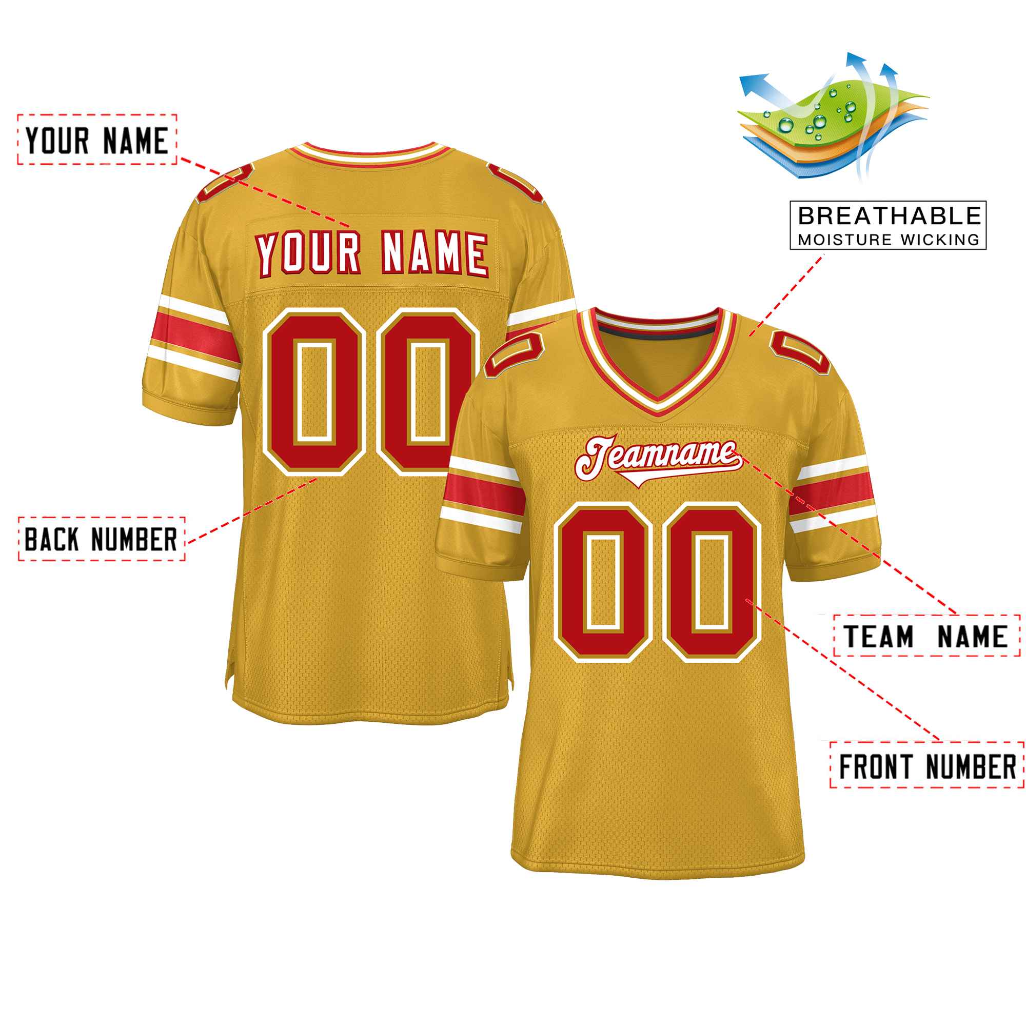 Custom Old Gold Personalized Classic Authentic Football Jersey