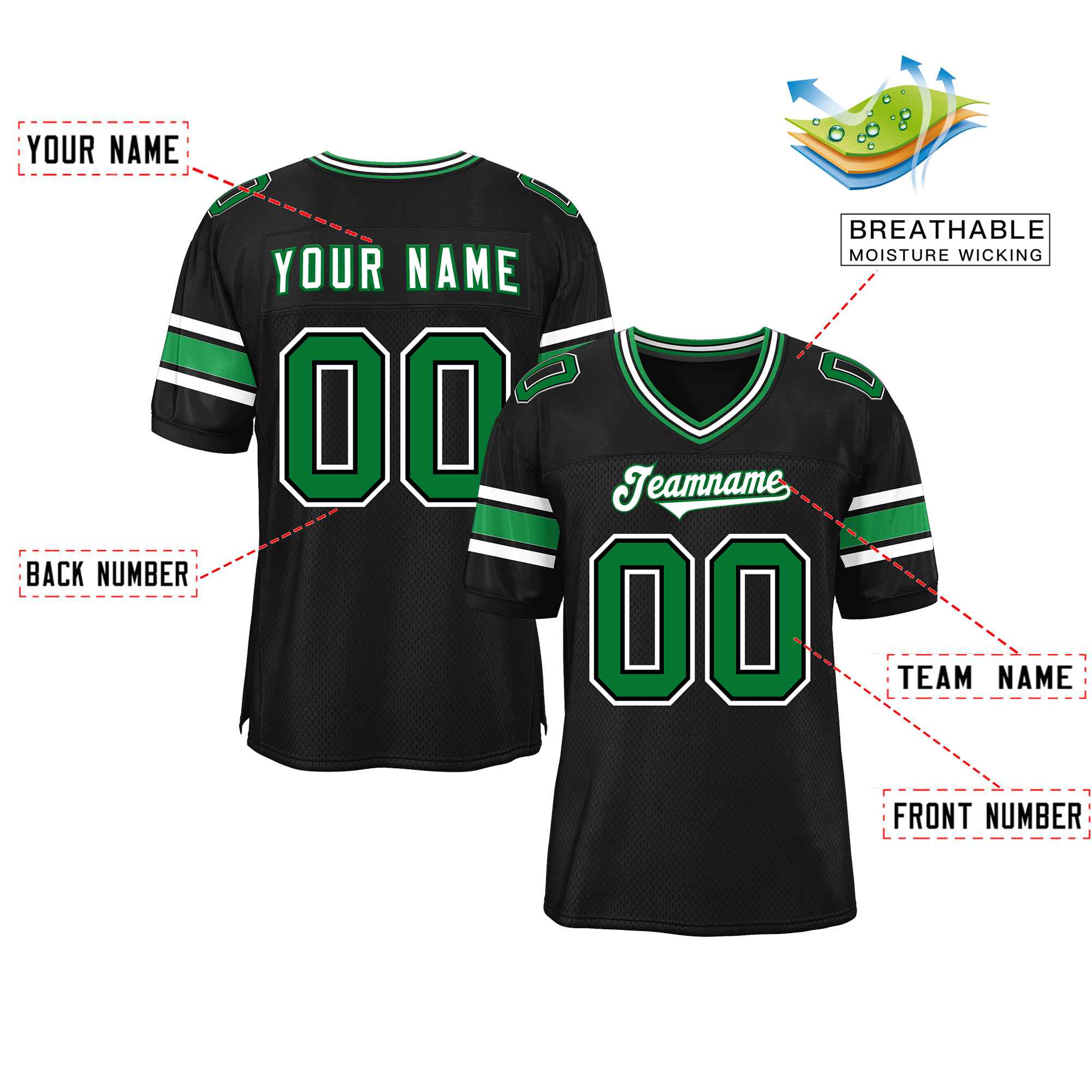 Custom Black Personalized Classic Authentic Football Jersey