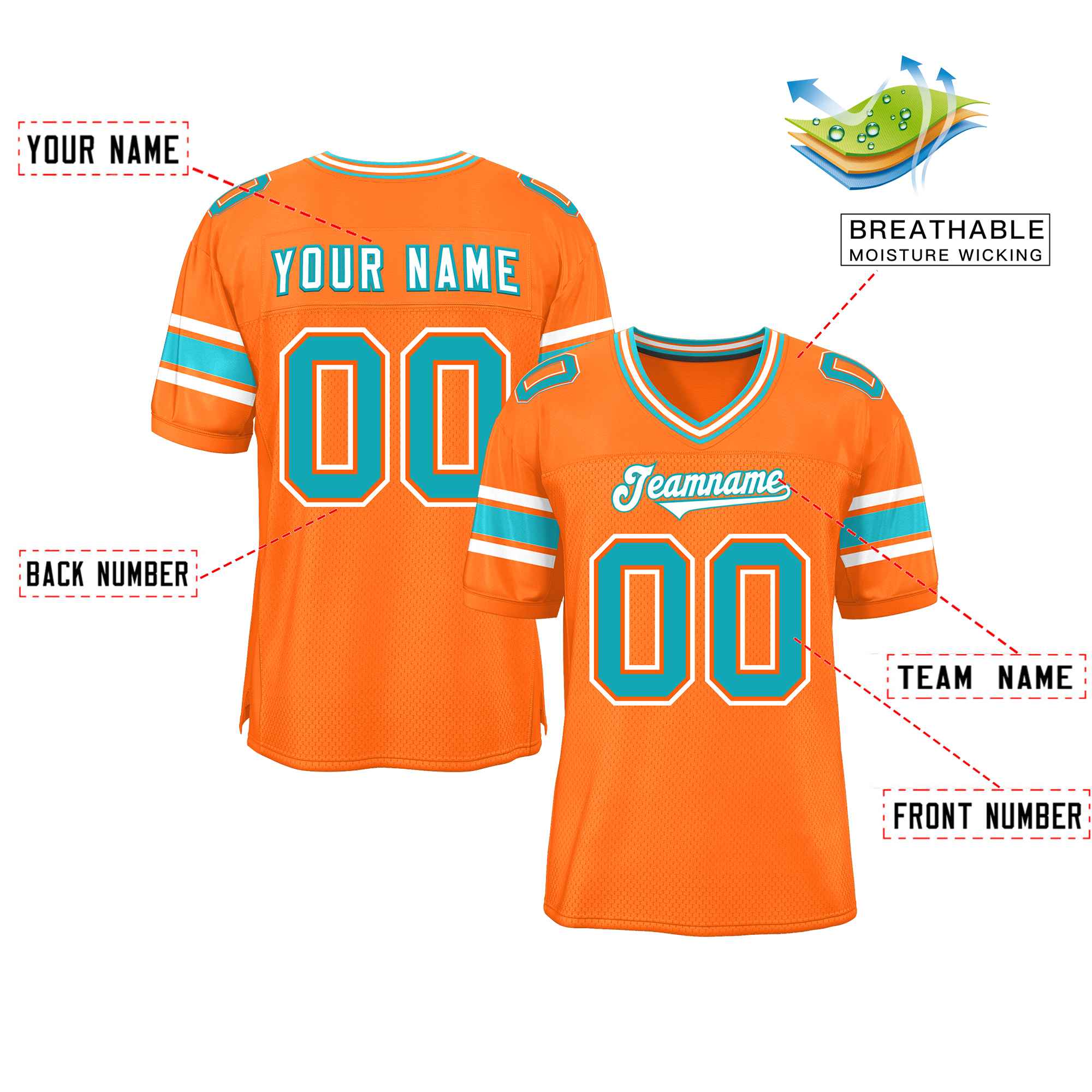 Custom Orange Personalized Classic Authentic Football Jersey