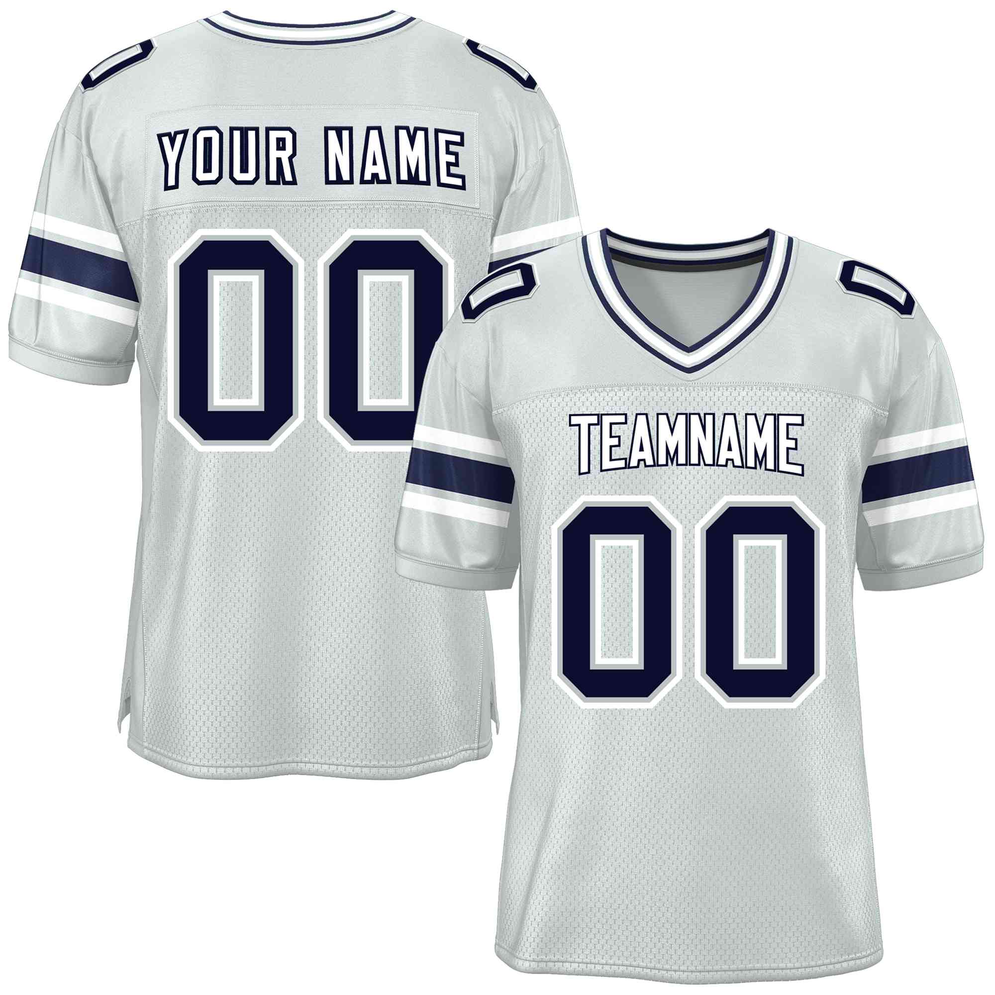 Custom Silver Personalized Classic Authentic Football Jersey