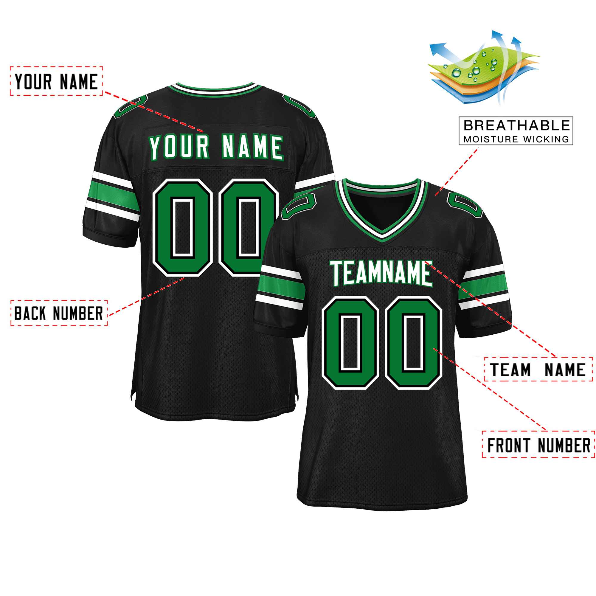 Custom Black Personalized Classic Authentic Football Jersey