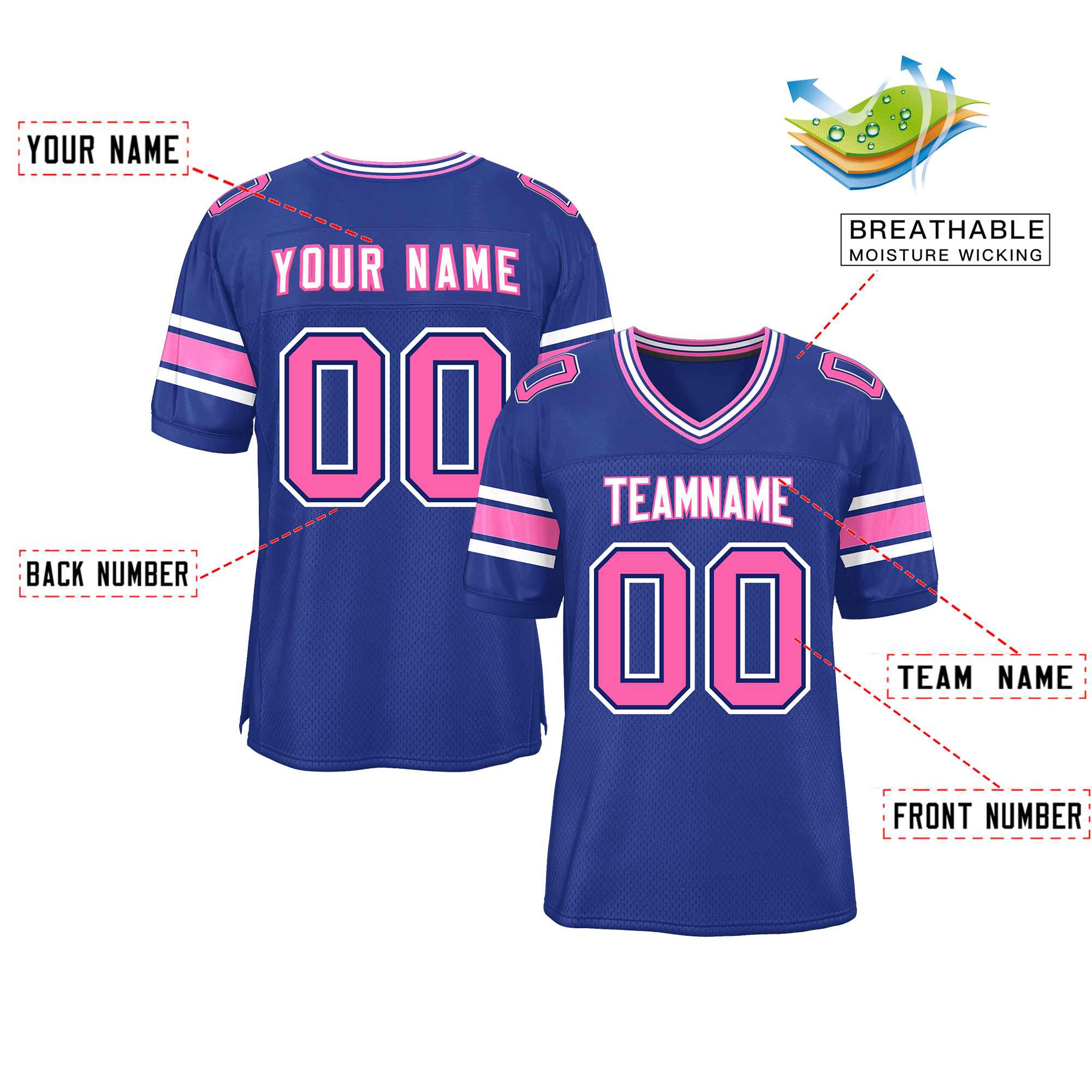 Custom Royal Personalized Classic Authentic Football Jersey