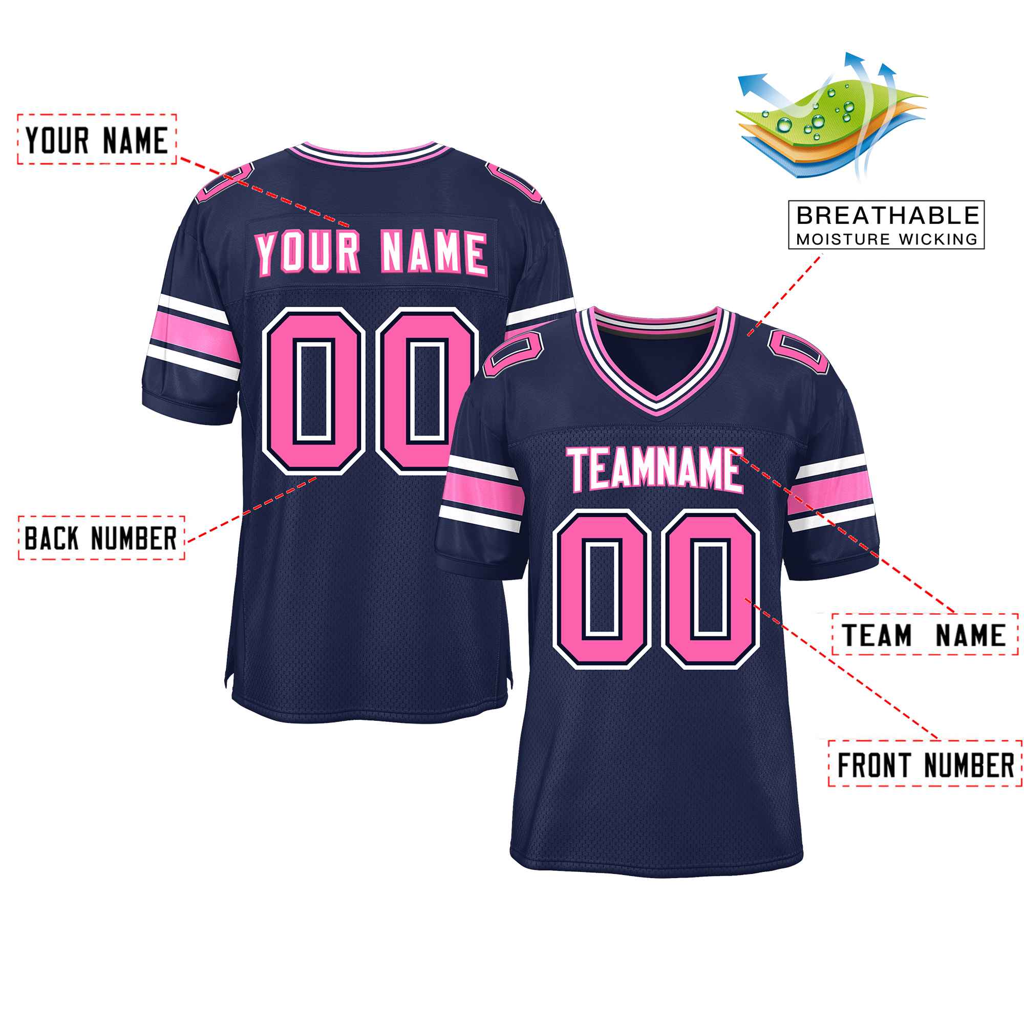 Custom Navy Personalized Classic Authentic Football Jersey