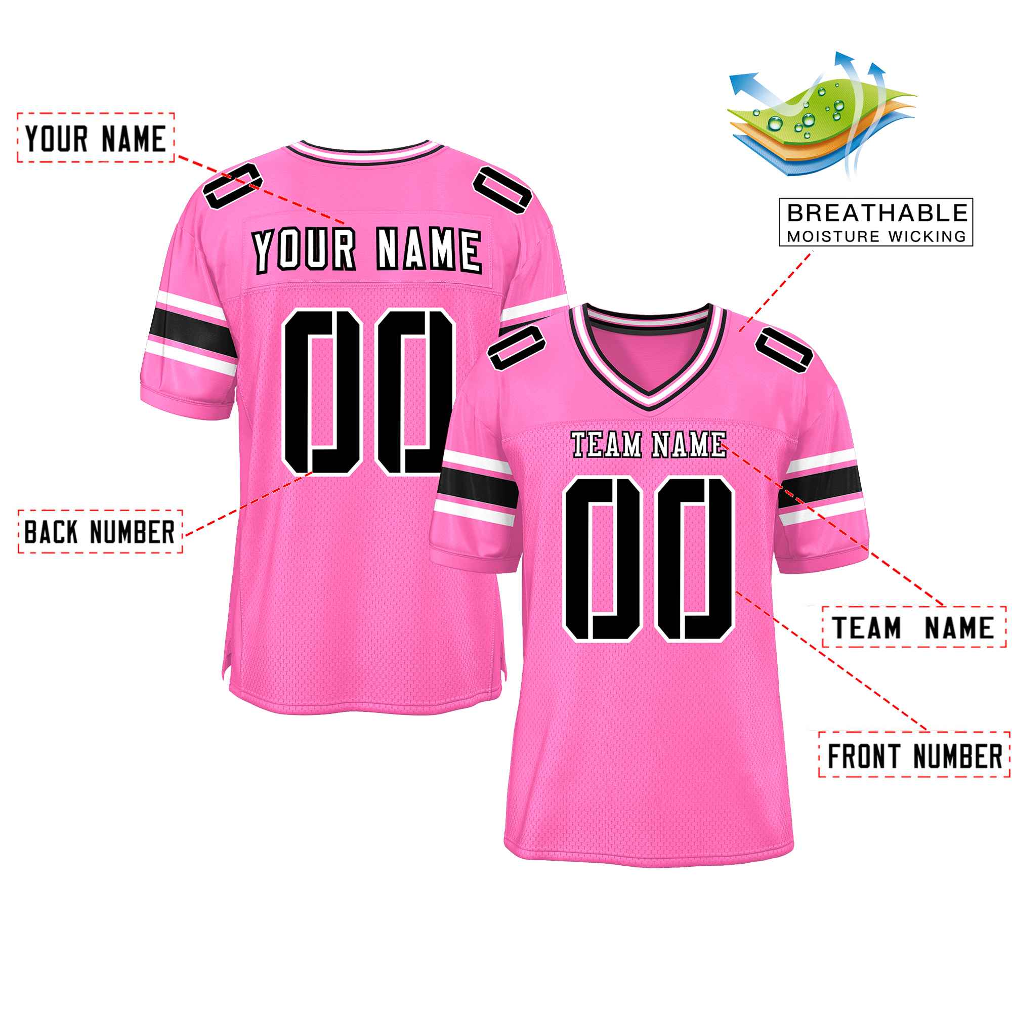 Custom Pink Personalized Classic Authentic Football Jersey