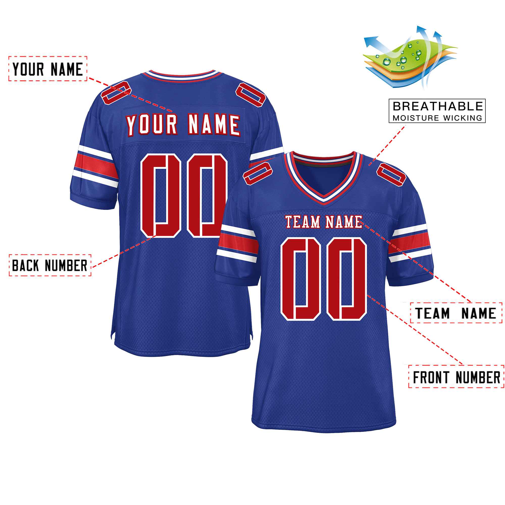 Custom Royal Personalized Classic Authentic Football Jersey