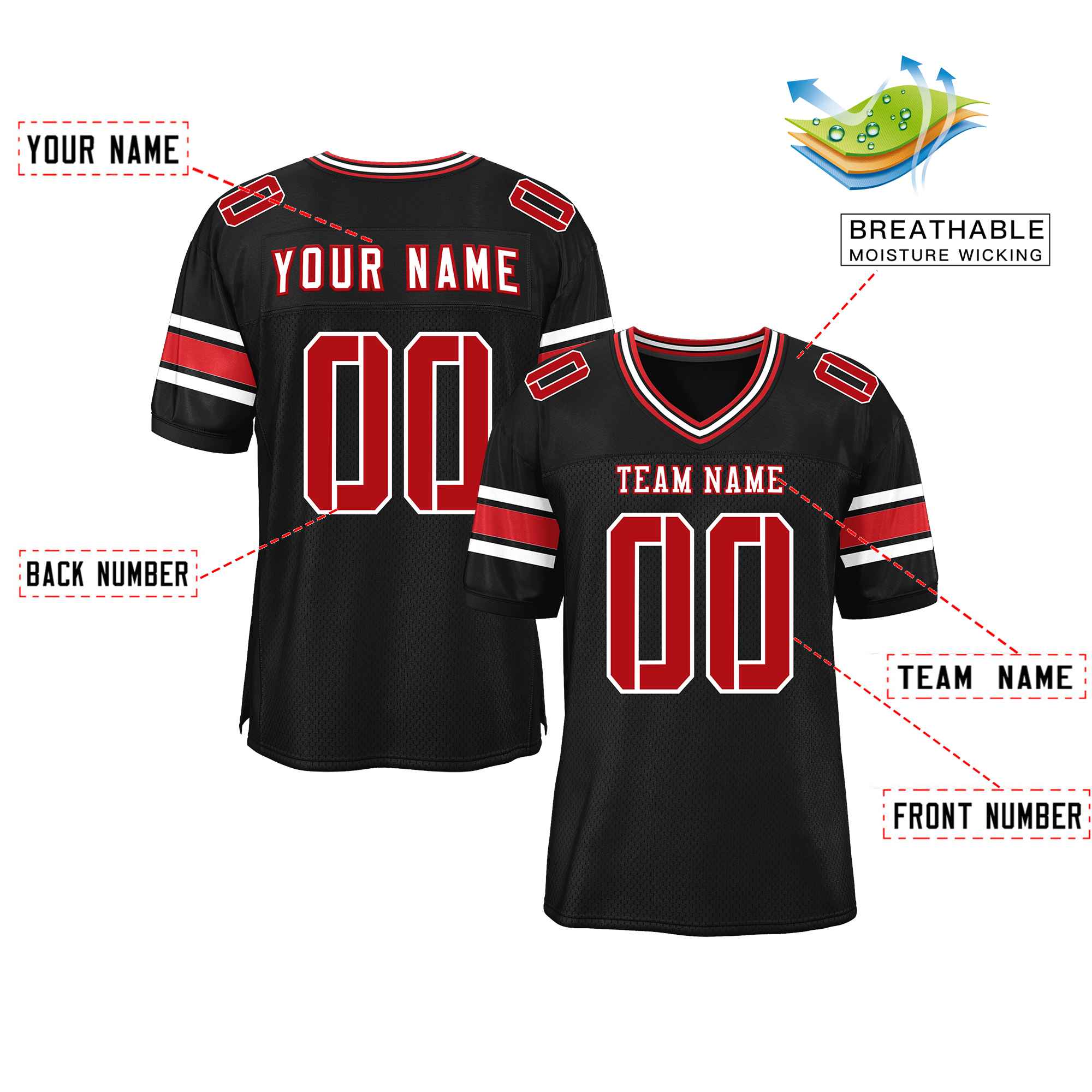 Custom Black Personalized Classic Authentic Football Jersey