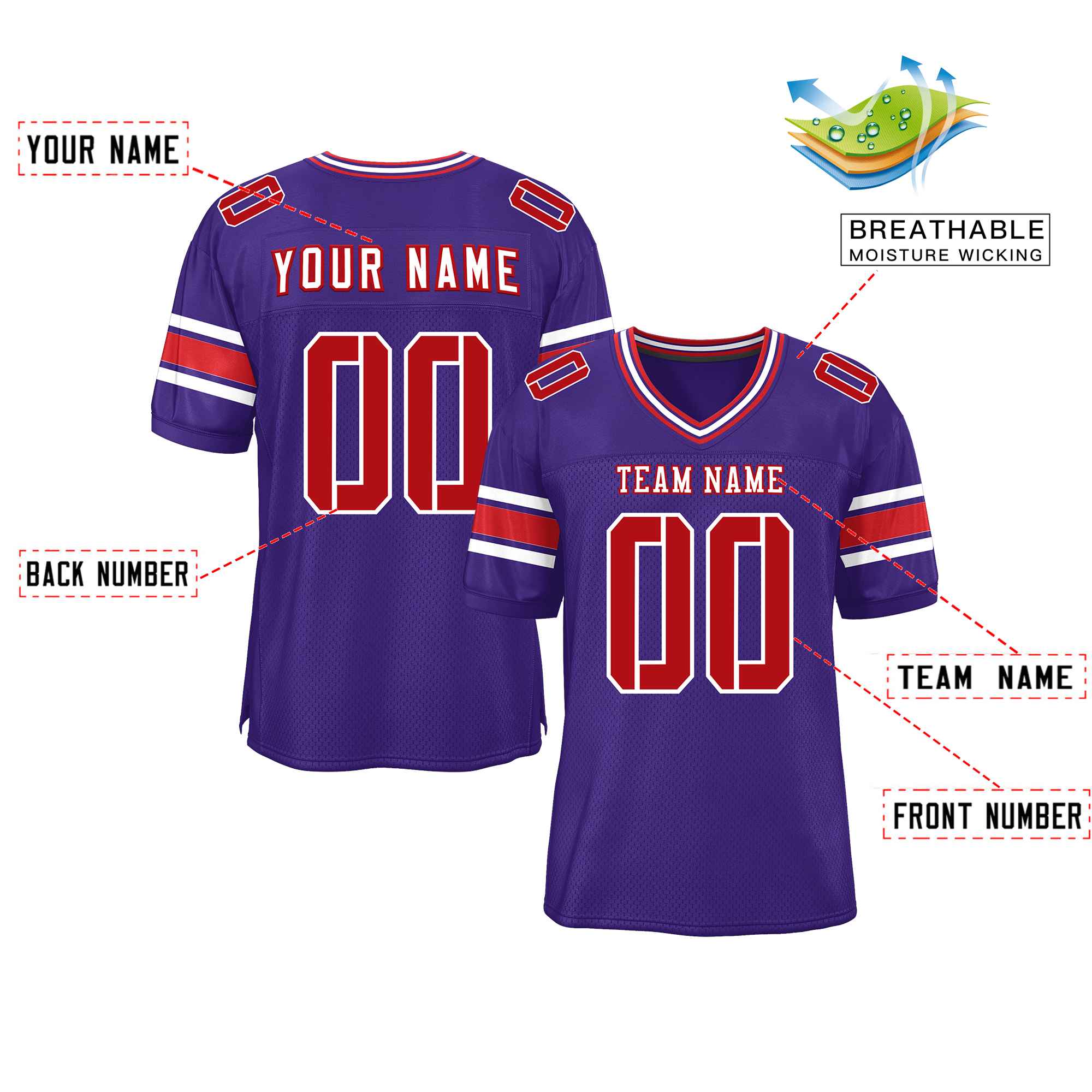 Custom Purple Personalized Classic Authentic Football Jersey