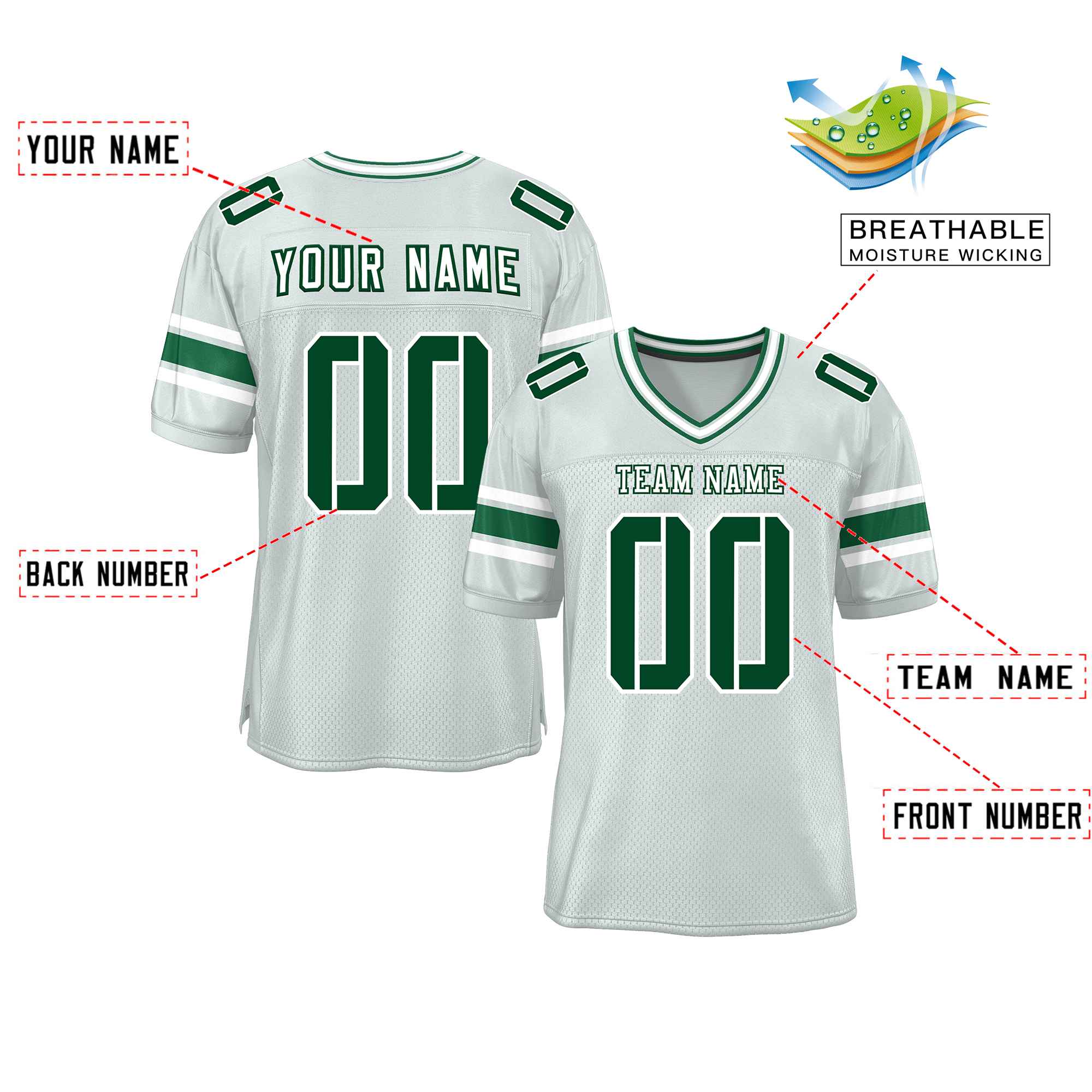 Custom Silver Personalized Classic Authentic Football Jersey